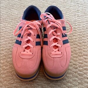 Adidas Women's Gazelle Stack sneakers in a Glow Pink, Victory Blue, and Gum